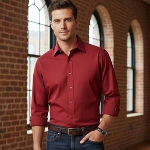 Stafford Maroon Men's Button Down
